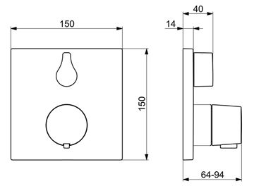 HANSA LIVING podomítková termostatická baterie, pro 2 spotřebiče, chrom 81149562 Technický nákres
