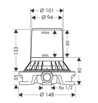 AXOR montážní těleso DN15 10452180 Technický nákres
