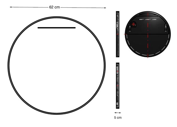INDA SPALATO+ zrcadlo 62 cm, s osvětlením, s regulací stmívání a teploty světla S993210NE Technický nákres