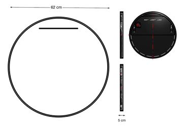 INDA SPALATO+ zrcadlo 62 cm, s osvětlením, s regulací stmívání a teploty světla S993210NE Technický nákres