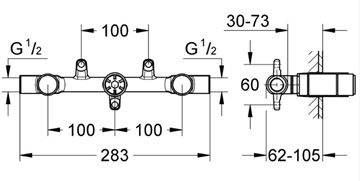 GROHE podomítkové těleso DN15 32706000 Technický nákres