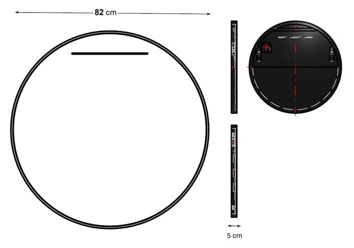 INDA SPALATO+ zrcadlo 82 cm, s osvětlením, s regulací stmívání a teploty světla S993220WM Technický nákres