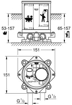 GROHE montážní těleso DN15 45984001 Technický nákres