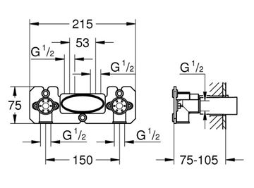 GROHE podomítkové těleso DN15 26449000 Technický nákres