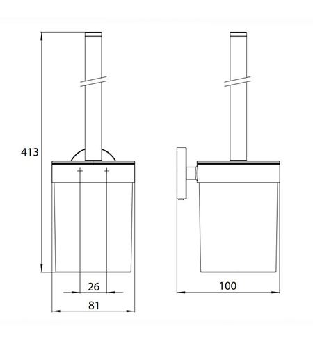 EMCO CONCEPT WHITE WC štětka, nástěnná, matná bílá CW431513900 Technický nákres