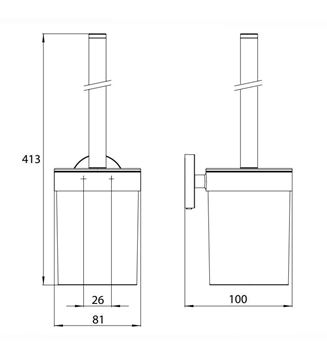 EMCO CONCEPT WHITE WC štětka, nástěnná, matná bílá CW431513900 Technický nákres
