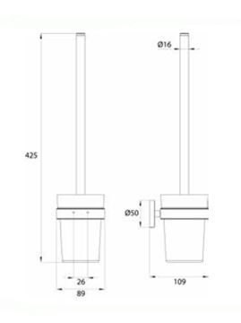 EMCO CONCEPT WHITE WC štětka, nástěnná, sklo, matná bílá CW431513901 Technický nákres