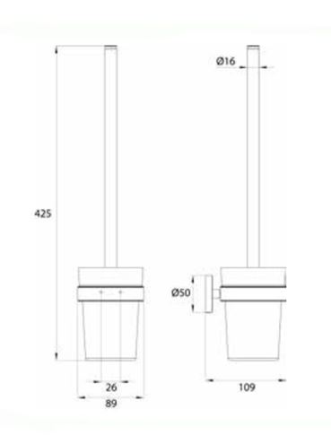 EMCO CONCEPT WHITE WC štětka, nástěnná, sklo, matná bílá CW431513901 Technický nákres