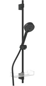 HANSA BASICJET sprchová souprava 4-dílná, ruční sprcha pr. 95 mm, 3 proudy, tyč, hadice, mýdlenka, Eco, matná černá