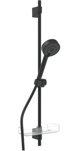 HANSA BASICJET sprchová souprava 4-dílná, ruční sprcha pr. 95 mm, 3 proudy, tyč, hadice, mýdlenka, Eco, matná černá 4467013333 Obrázek - Hlavní obrázek