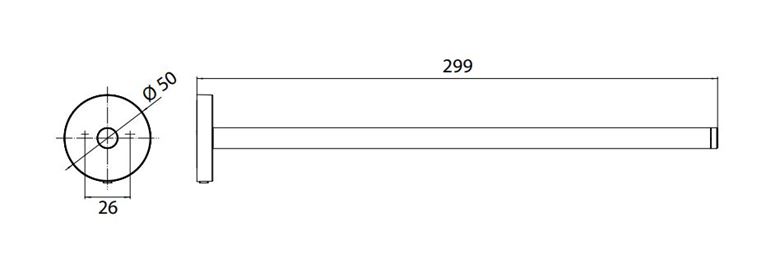 EMCO CONCEPT WHITE držák ručníku 299 mm, matná bílá CW435013930 Technický nákres