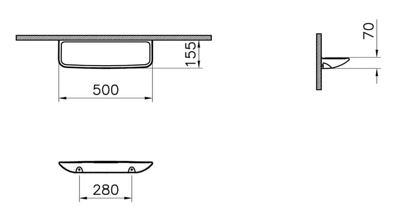 CONCEPT 100 police 500 mm, nástěnná, keramika, bílá 5287N003-7201 Technický nákres