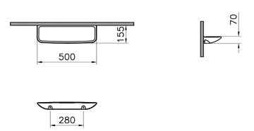 CONCEPT 100 police 500 mm, nástěnná, keramika, bílá 5287N003-7201 Technický nákres