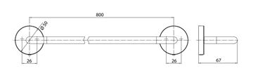 EMCO CONCEPT WHITE držák ručníku 800 mm, matná bílá CW436013980 Technický nákres
