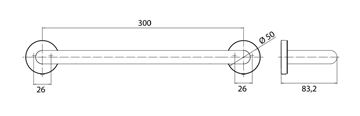 EMCO CONCEPT WHITE madlo 300 mm, matná bílá CW437013930 Technický nákres