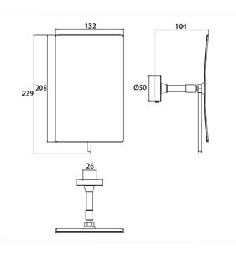 EMCO CONCEPT WHITE kosmetické zrcátko 132x208 mm, zvětšovací, matná bílá CW109413937 Technický nákres