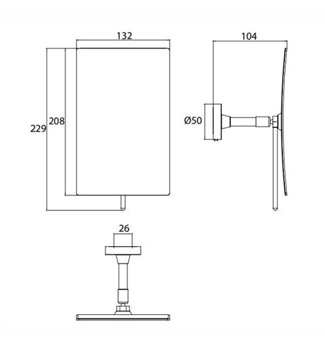 EMCO CONCEPT WHITE kosmetické zrcátko 132x208 mm, zvětšovací, matná bílá CW109413937 Technický nákres