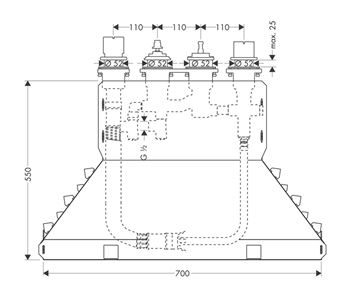 AXOR montážní těleso DN15 15482180 Technický nákres