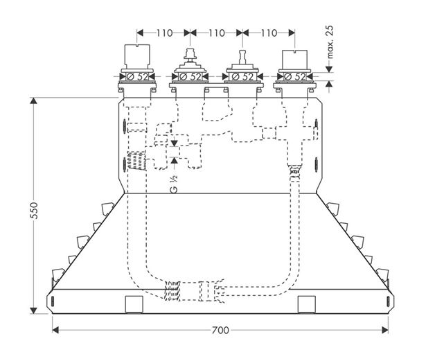 AXOR montážní těleso DN15 15482180 Technický nákres