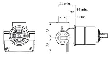 HANSA VARIO podomítkové těleso DN15 50500100 Technický nákres