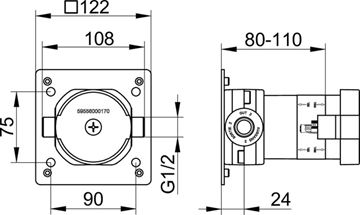 KEUCO IXMO podomítkové těleso DN15 59556000170 Technický nákres