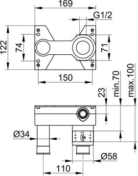 KEUCO podomítkové těleso DN15 59916000070 Technický nákres