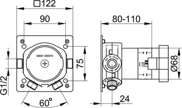 KEUCO IXMO podomítkové těleso DN15 59551000070 Technický nákres