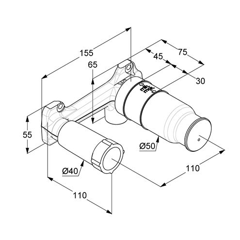 KLUDI podomítkové těleso DN15 38243 Technický nákres