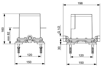 HANSA VARIO montážní těleso DN15 53280100 Technický nákres