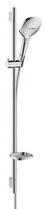HANSGROHE RAINDANCE SELECT E 120 3JET sprchová souprava 4-dílná, ruční sprcha 120x120 mm, 3 proudy, tyč, hadice, mýdlenka, bílá/chrom