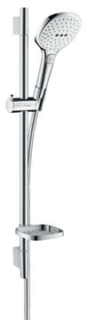 HANSGROHE RAINDANCE SELECT E 120 3JET sprchová souprava 4-dílná, ruční sprcha 120x120 mm, 3 proudy, tyč, hadice, mýdlenka, EcoSmart, bílá/chrom