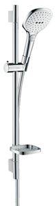 HANSGROHE RAINDANCE SELECT E 120 3JET sprchová souprava 4-dílná, ruční sprcha 120x120 mm, 3 proudy, tyč, hadice, mýdlenka, EcoSmart, bílá/chrom