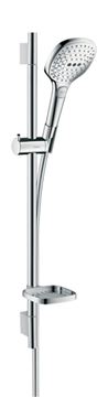 HANSGROHE RAINDANCE SELECT E 120 3JET sprchová souprava 4-dílná, ruční sprcha 120x120 mm, 3 proudy, tyč, hadice, mýdlenka, EcoSmart, bílá/chrom