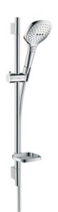 HANSGROHE RAINDANCE SELECT E 120 3JET sprchová souprava 4-dílná, ruční sprcha 120x120 mm, 3 proudy, tyč, hadice, mýdlenka, EcoSmart, bílá/chrom