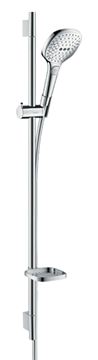 HANSGROHE RAINDANCE SELECT E 120 3JET sprchová souprava 4-dílná, ruční sprcha 120x120 mm, 3 proudy, tyč, hadice, mýdlenka, EcoSmart, chrom