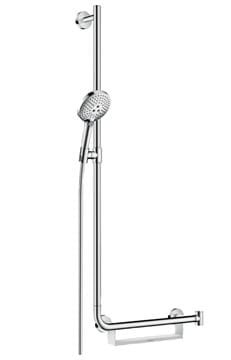 HANSGROHE RAINDANCE SELECT S 120 3JET sprchová souprava 4-dílná, ruční sprcha pr. 125 mm, 3 proudy, tyč, hadice, polička, chrom
