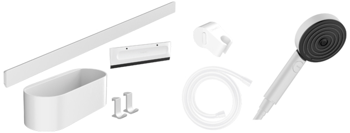 HANSGROHE WALLSTORIS 3JET sprchová souprava 3-dílná, ruční sprcha 105 mm, 3 proudy, tyč, hadice, EcoSmart, matná bílá 24291700 Obrázek - Hlavní obrázek