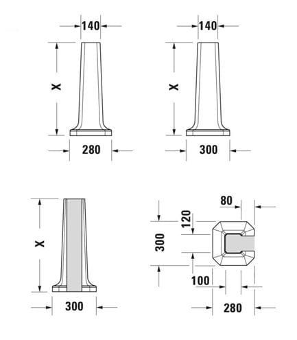 DURAVIT 1930 sloup pro umyvadlo  0857900000 Technický nákres