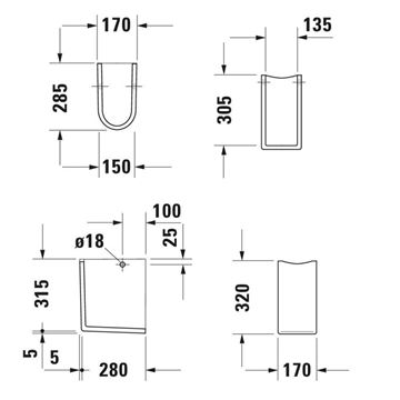 DURAVIT STARCK 3 polosloup pro umyvadlo 0865150000 Obrázek - fotka