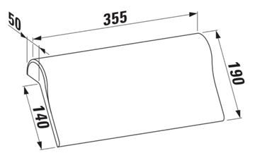 LAUFEN LB3 podhlavník do vany, černá H2946800160001 Technický nákres
