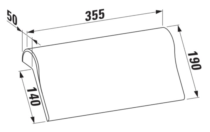 LAUFEN LB3 podhlavník do vany, černá H2946800160001 Technický nákres