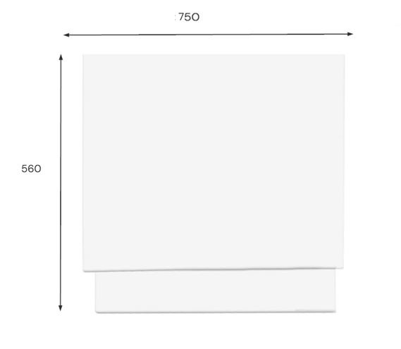 JIKA LYRA PLUS boční panel k vaně 75x56 cm  H2968370000001 Technický nákres