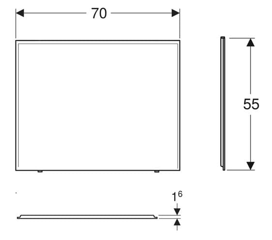 KOLO UNI 2 boční panel k vaně 70x55 cm  PWP2373000 Technický nákres