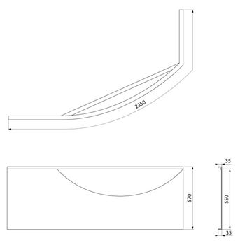 POLYSAN MAMBA L čelní panel k vaně 170x57 cm, levý  76312 Technický nákres
