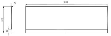 POLYSAN PLAIN čelní panel k vaně 180x59 cm, levý  72642 Technický nákres