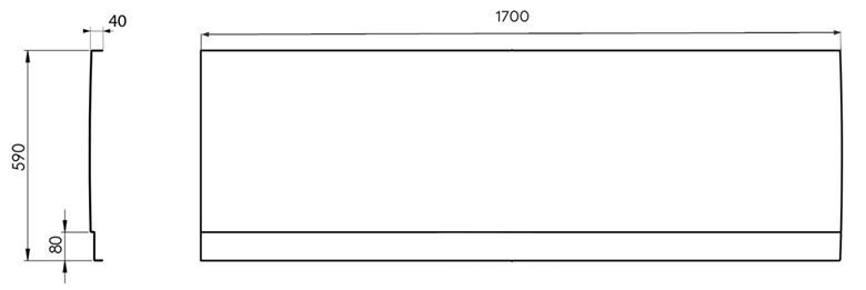 POLYSAN PLAIN čelní panel k vaně 170x59 cm, levý  72624 Technický nákres