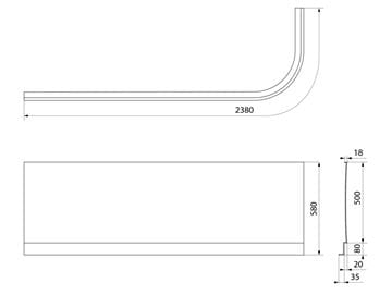 POLYSAN VIVA L čelní panel k vaně 175x58 cm, levý   70319 Technický nákres