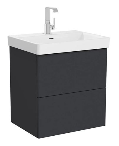 VITRA METROPOLE PURE skříňka pod umyvadlo 58x60x45 cm, 2 zásuvky, Push-open, s osvětlením, matný grafit 67409 Obrázek - fotka