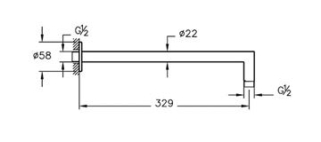 VITRA sprchové rameno 340 mm, nástěnné, lesklá měděná A4263129 Technický nákres