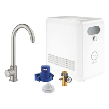 GROHE BLUE PROFESSIONAL dřezové elektronická baterie, s filtračním a chladícím zařízením, Bluetooth, napájení ze sítě, supersteel